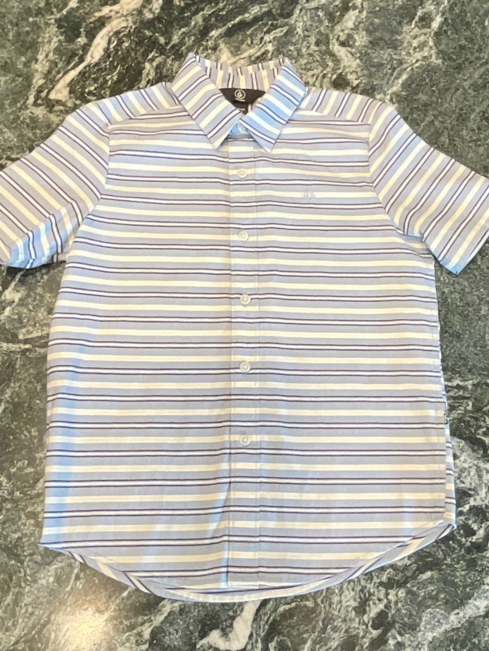 Volcom Striped Collared Short Sleeve Boys Button Down Shirt Size 8